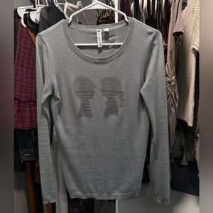 Boy Meets Girl signature logo long sleeve grey sweater NEW small